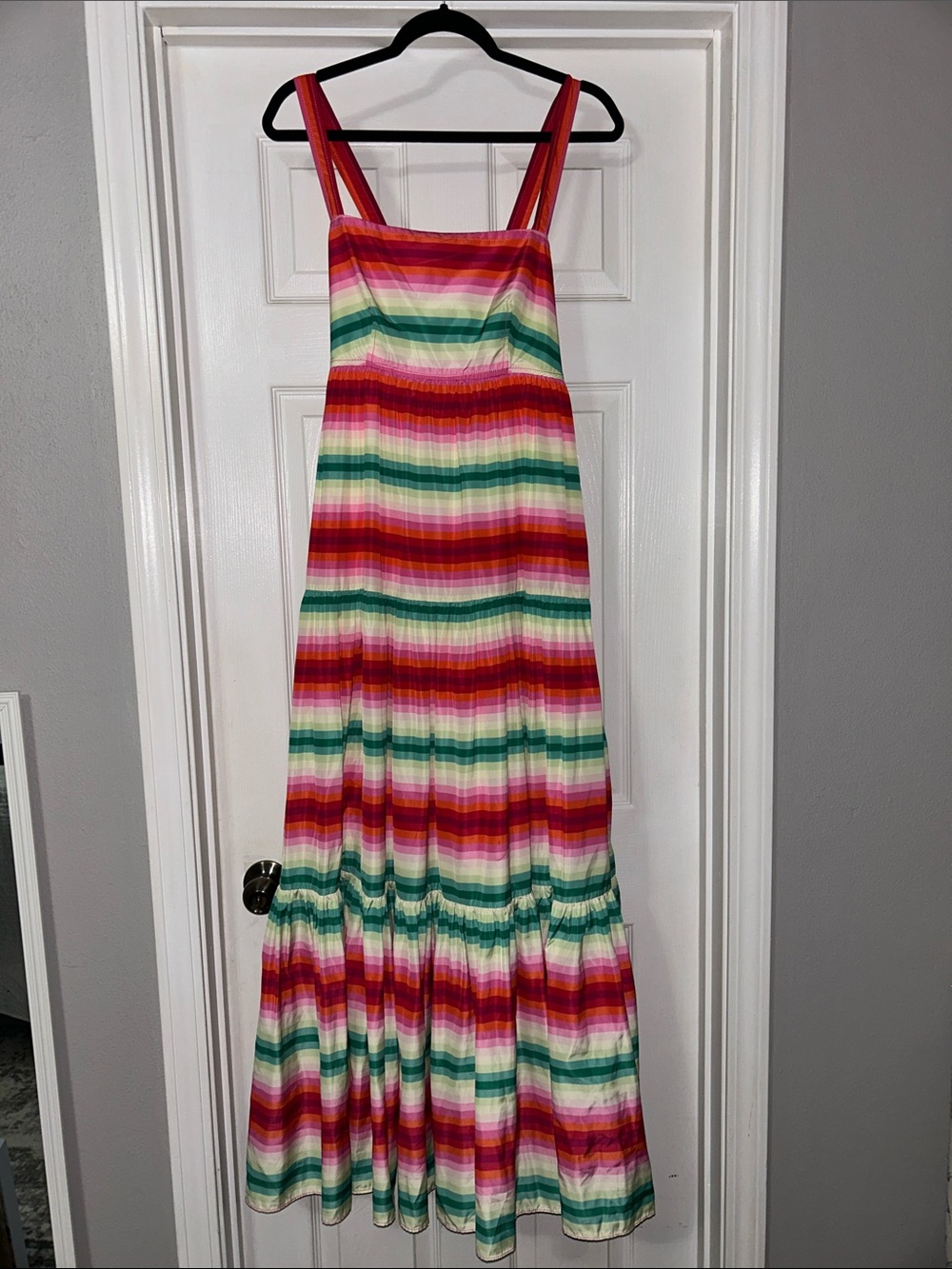 J. Crew Rainbow Stripe Maxi Dress with Wide Straps